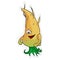 Charming cartoon monster carrots with strong hands, sticker