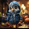 Charming Cartoon Owl In Urban Attire: Photorealistic 3d Character Design