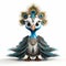 Charming Cartoon Peacock With Zbrush Style Feathers