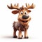 Charming Cartoon Reindeer Hyper-realistic 3d Clay Render