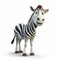 Charming Cartoon Zebra Standing In Pixar-style 3d