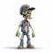 Charming Cartoon Zombie With Denim Hat - 3d Render Illustration