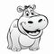 Charming Cartoonish Hippo Illustration On White Background