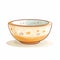 Charming Cartoonish Yellow Bowl Vector With Sepia Tone And Flower Patterns