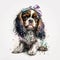 Charming Cavalier King Charles Spaniel Puppies with Glasses AI Generated