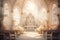 Charming Chapel Interior Valentine Day background