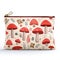 Charming Character Illustrations: Red Mushroom And Leaf Cosmetic Pouch