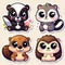 Charming Chibi-Style Animal Stickers for Children - AI generated digital art