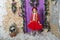 Charming and chic. Small girl child in Christmas dress. Little fashionista on xmas decoration. Fashion girl ready for