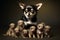 Charming Chihuahua with a Litter of Newborn Puppies. Generative AI