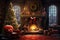 Charming Christmas interior room. Generate Ai