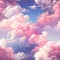 Charming clouds in pastel colors and whimsical anime style (tiled)