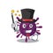 Charming coronavirus kidney failure cartoon design performance as a Magician style