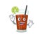 A charming cuba libre cocktail mascot design style smiling and waving hand