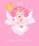 Charming cupid sends kisses. Beautiful greeting card