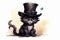 Charming Cute cartoon cat in tophat. Generate AI