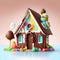 The Charming cute Chocolate House vibrant colors. Generative Ai