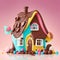 The Charming cute Chocolate House vibrant colors. Generative Ai