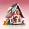 The Charming cute Chocolate House vibrant colors. Generative Ai