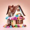 The Charming cute Chocolate House vibrant colors. Generative Ai