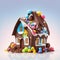 The Charming cute Chocolate House vibrant colors. Generative Ai