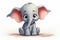 Charming Cute grey cartoon elephant. Generate Ai