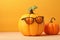 Charming Cute pumpkin with sunglasses. Generate Ai