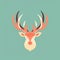 Charming Deer Head Icon Design In Dark Turquoise And Light Orange