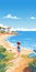 Charming Digital Illustration Of A Child Walking Down A Beach