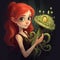 Charming Digital Painting Of Megan With Octopus And Mushroom