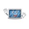 A charming digital timer mascot design style smiling and waving hand