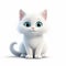 Charming Disney-style Animated White Cat With Big Blue Eyes