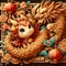 A charming dragon and cute phoenix, in the wood elements, chinese style, lampions, unique, fantasy art, magical animal design