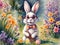 Charming Easter Bunny Amidst Spring Blossoms\\\