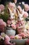 Charming Easter Bunny Figurines Nestled Amongst Blooming Spring Flowers