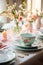 Charming Egg Cups, Floral Plates, and Pastel Napkins