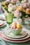 Charming Egg Cups, Floral Plates, and Pastel Napkins