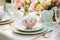 Charming Egg Cups, Floral Plates, and Pastel Napkins