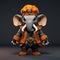 Charming Elephant Illustration With Metal Armor In Vray Tracing Style