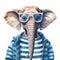 Charming Elephant In Sunglasses: Realistic Portrait With Eye-catching Detail