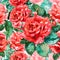 Charming and endlessly repeatable pattern. Delicate watercolor roses in shades of pink and red create a romantic and timeless