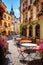 Charming European Street Cafe in Vibrant Town Square