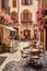 Charming European Street Cafe in Vibrant Town Square