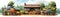 Charming Farm Stand Filled With Fresh Produce And Flowers. Panoramic Banner Illustration. Generative AI