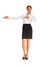 Charming flight stewardess showing various gesture