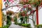 Charming floral decorated streets of Puerto de Mogan in Gran Canaria island