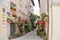 Charming floral streets in Spello, Umbria Italy