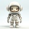 A charming and friendly cartoon astronaut with a big smile, dressed in a detailed spacesuit, ready for a space adventure