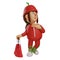 Charming Fruit Girl 3D Cartoon Illustration carrying a bag