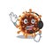Charming gamma coronavirus cartoon character design wearing headphone